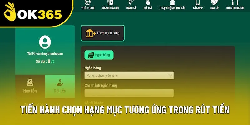 Tiến hành chọn hạng mục tương ứng nhu cầu